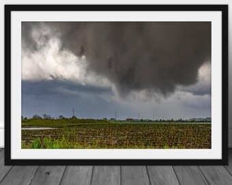 Storm wall art picture hanging, tornado cloud photography home decor