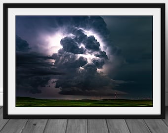 Thunderstorm cloud wall art picture, fine art lightning photography print