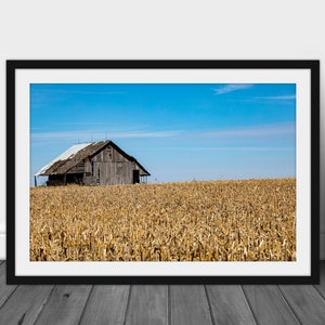Abandoned Iowa barn photography print, rural Midwest wall art photo