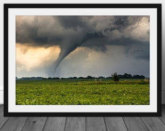 Tornado photography print, fine art storm wall art photo of unique nature home decor