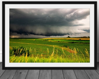 Iowa landscape wall art picture, storm cloud photography hanging