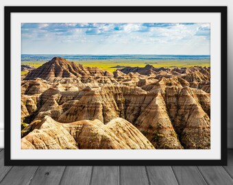 Badlands South Dakota wall art hanging, scenic landscape photography home decor