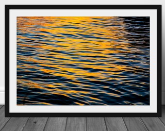 Abstract photography wall art, peaceful orange water ripples picture
