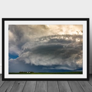 Large supercell thunderstorm wall art print, Iowa farmland photography hanging