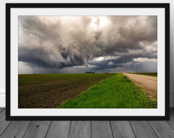 Tornado photography print, stormy Iowa landscape wall art picture