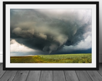 Tornado photography print, fine art supercell storm wall art photo of unique weather decor