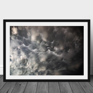 Mammatus cloud photography wall art hanging, abstract nature picture