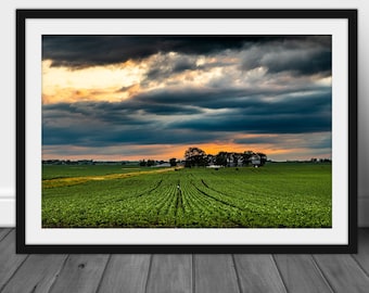 Iowa farmland photography wall art hanging, scenic country landscape picture