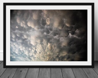Mammatus cloud photography hanging, abstract nature wall art picture