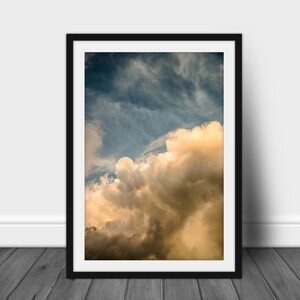 Cloud photography print, vertical nature living room wall art picture home décor
