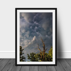 Mammatus cloud photography print, dramatic sky wall art picture