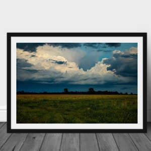 Iowa landscape picture, evening thunderstorm cloud wall art photography