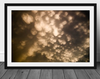 Abstract cloud photography hanging, dark mammatus cloudscape wall art photo