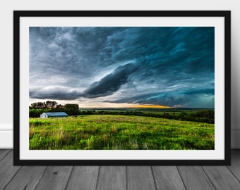 24x36 Framed Iowa landscape photography print, scenic midwest farmland wall art hanging for home or office