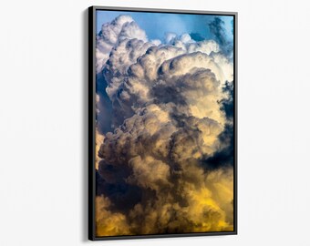 24x36 Large framed vertical canvas cloud photography wall art, colorful storm cloud wall hanging for home or office