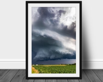 Vertical storm cloud wall art picture, dramatic thunderstorm photography print