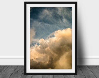 Cloud photography print, vertical nature living room wall art picture home décor