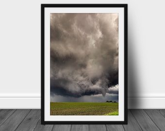Vertical storm photography print, scenic tornado wall art picture hanging