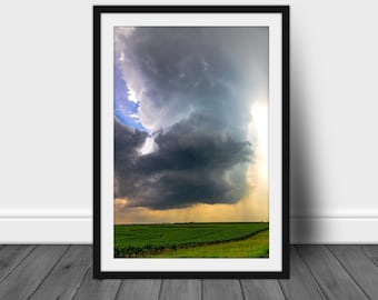 Vertical thunderstorm cloud picture, storm photography wall art photo hanging