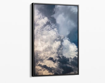 28x42 Large framed canvas cloud print, vertical nature photography wall art hanging for home or office