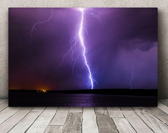 Set of 10 4x6 metal lightning wall art prints, small storm photography collage