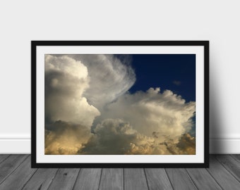 Digital photography print, printable wall art photo of cumulonimbus cloud anvils at sunset instant download weather decor