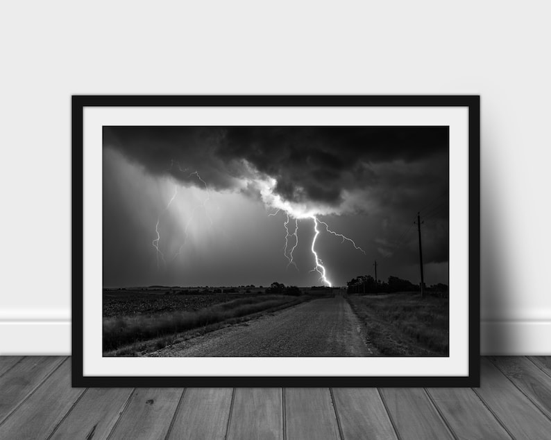Black and White Lightning Photography Print, Fine Art Stormy Night Sky ...