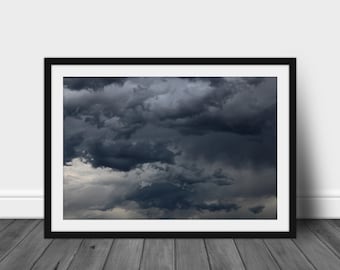 Digital photography print, printable wall art photo of abstract dark storm clouds instant download nature home decor gift