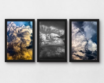4x6 cloud photo prints, set of 3 storm cloud wall art pictures for unique nature photo collage