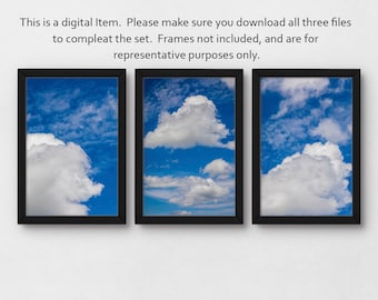 Digital cloud photo set, printable nature wall art, instant download stock photography image