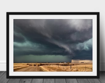 Thunderstorm photography print, scenic Iowa farmland landscape rustic wall art home decor