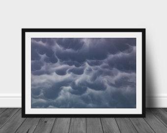 Digital photography print, printable wall art photo of dark mammatus clouds instant download abstract modern home decor