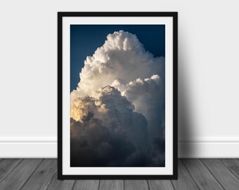 Thunderstorm cloud photography print, large vertical cloudscape wall art photo