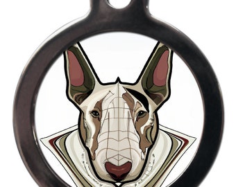 Bull Terrier, Art Nouveau ID Tag keyring