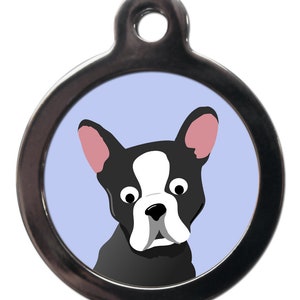 Cartoon Boston terrier tag , personalised