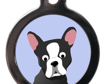 Cartoon Boston terrier tag , personalised