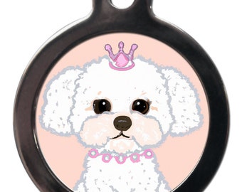 Bichon Frise Princess, ID Tag keyring