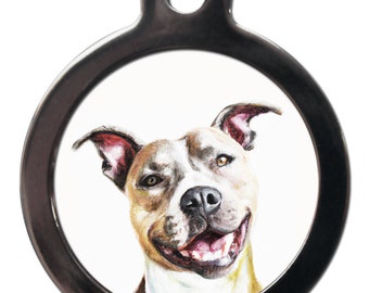 Staffy, Staffordshire Bull Terrier Portrait ID Tag keyring