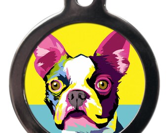 Boston Terrier, porte-clés Pop Art ID