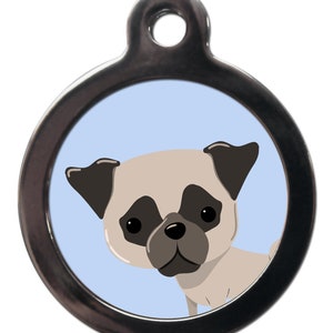 Cartoon Pug tag , personalised