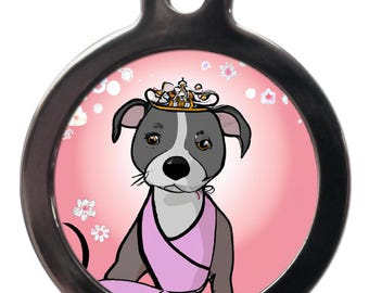 Staffy, Staffordshire Bull Terrier Princess ID Tag keyring