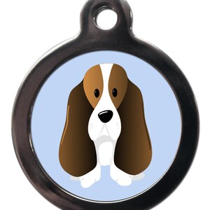 Cartoon Bassett hound tag , personalised
