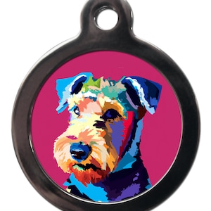 Airedale terrier Pop art   , ID Tag keyring