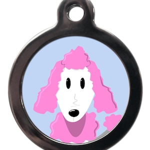 Cartoon Pink Poodle tag , personalised