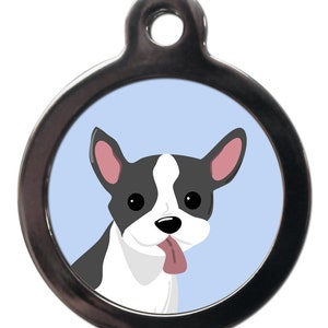 Cartoon French Bulldog id tag , personalised