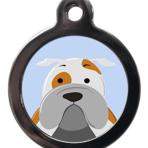 Cartoon English Bulldog tag , personalised