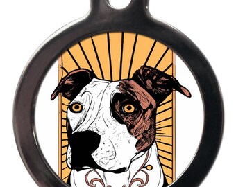 Staffy, Staffordshire Bull Terrier Art Nouveau ID Tag keyring