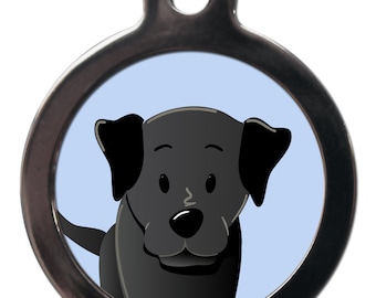 Cartoon Black Labrador tag , personalised