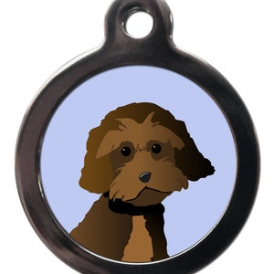 Cartoon Chocolate Cockapoo tag , personalised