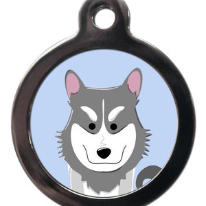 Etiqueta de perro Cartoon Husky, personalizada